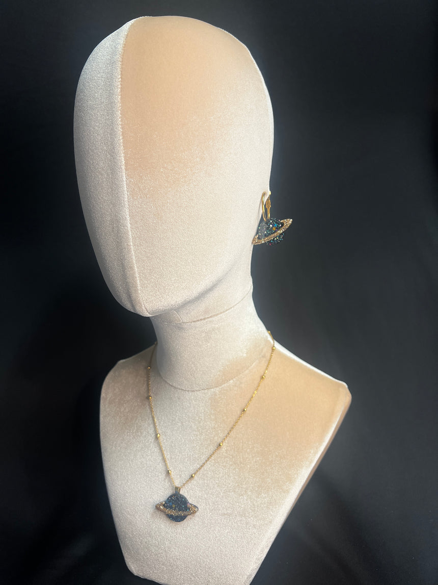 Gold Disco Planet Earrings