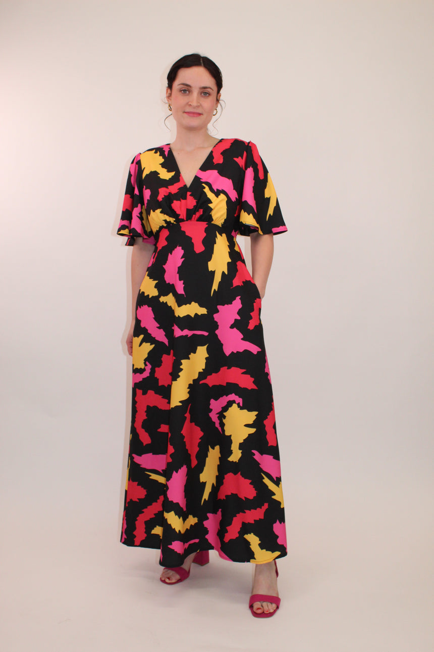Abstract Grace Maxi Satin Dress