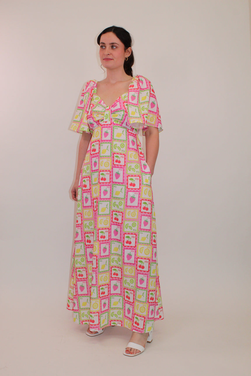 Cordelia Maxi Dress in Post Card Print