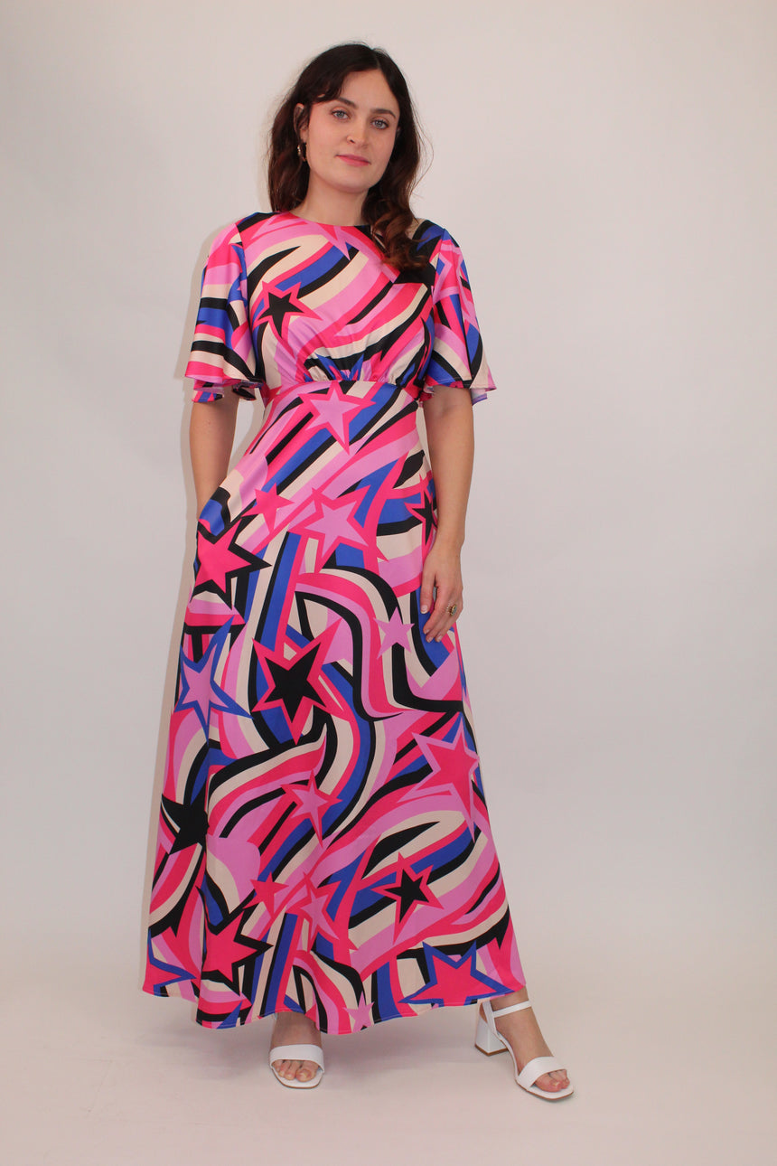 Pink Swirling Star Ziggy Maxi Dress