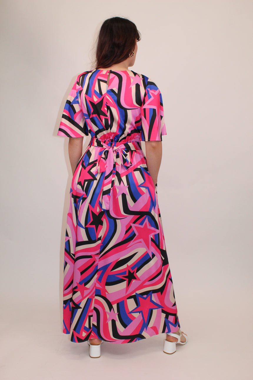 Pink Swirling Star Ziggy Maxi Dress