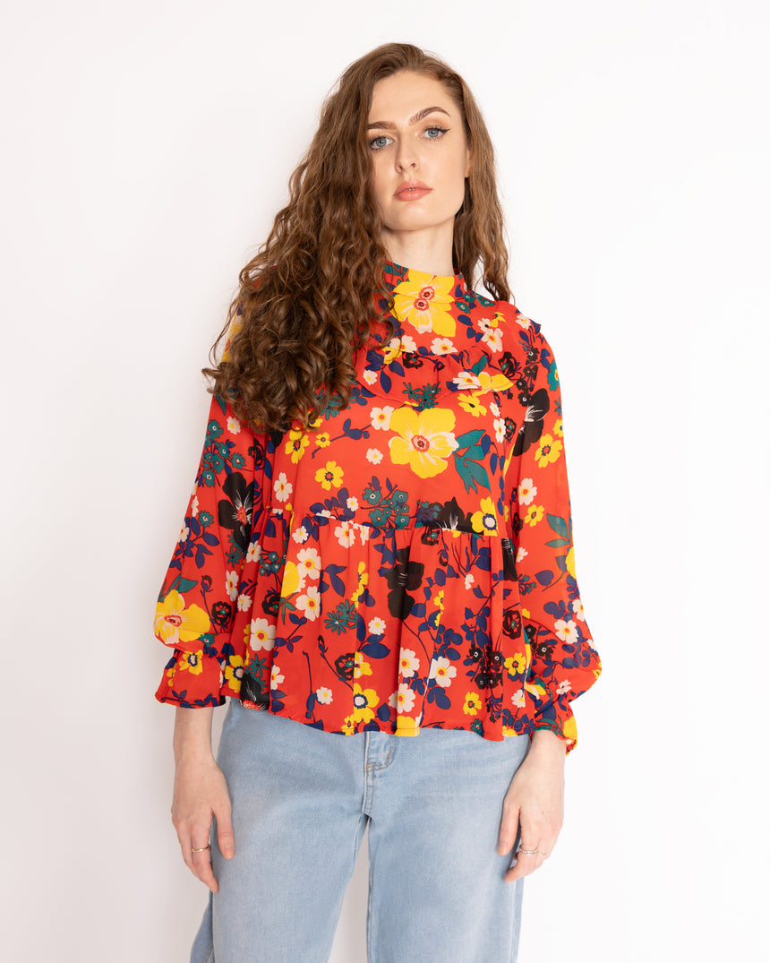 The Patsy Top in Red Floral
