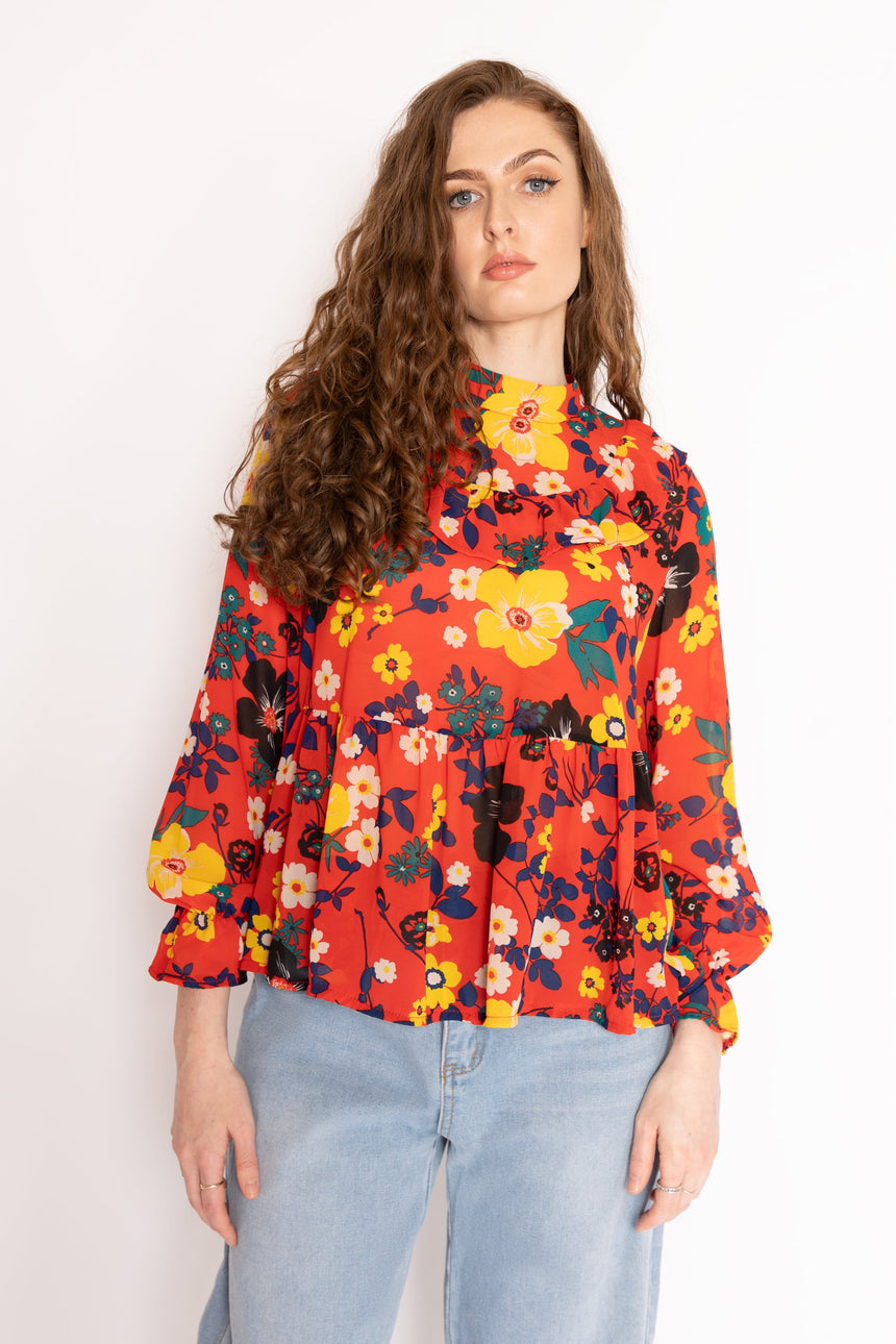 The Patsy Top in Red Floral