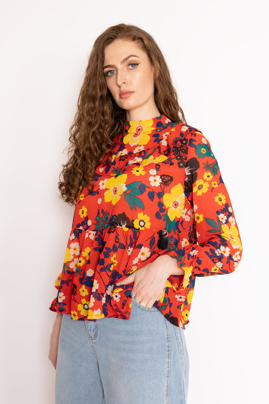 The Patsy Top in Red Floral