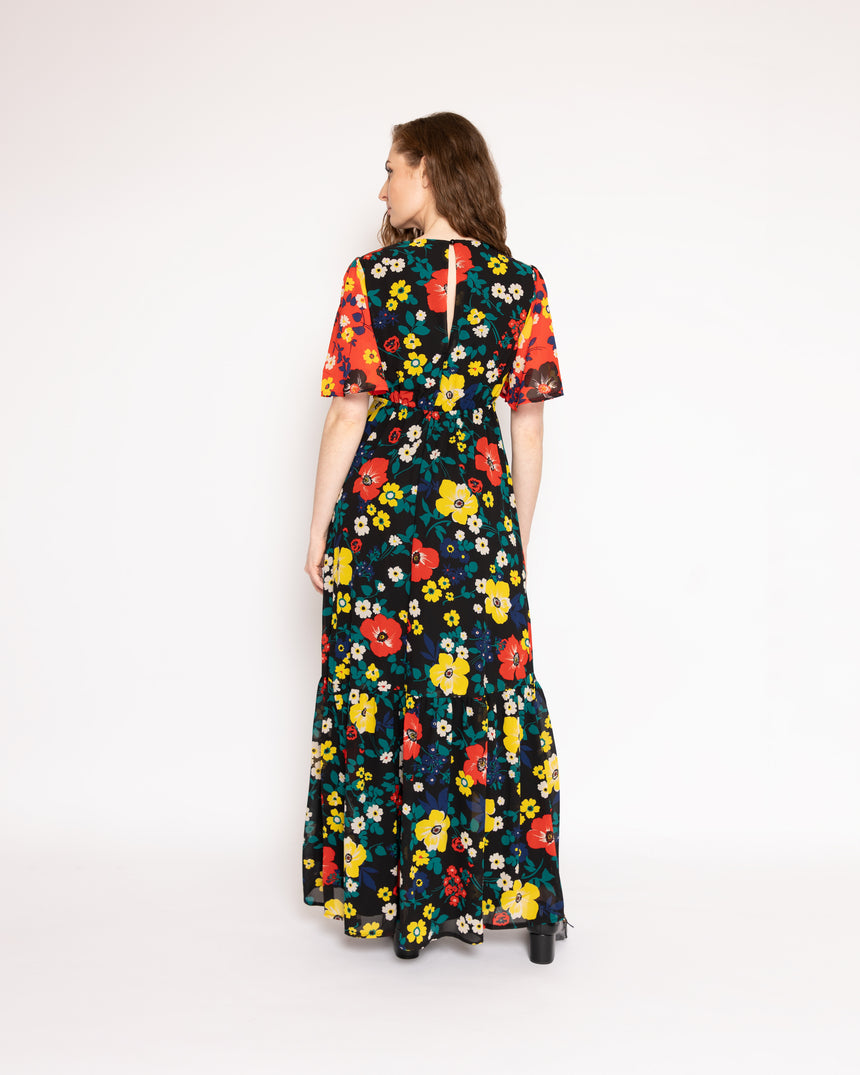 The Lily Red and Black Floral Dress