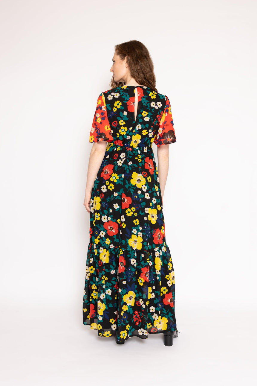 The Lily Red and Black Floral Dress