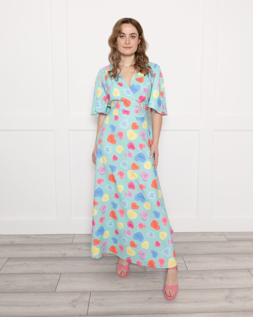 Joni Maxi Dress in 'Be Mine' Heart Print