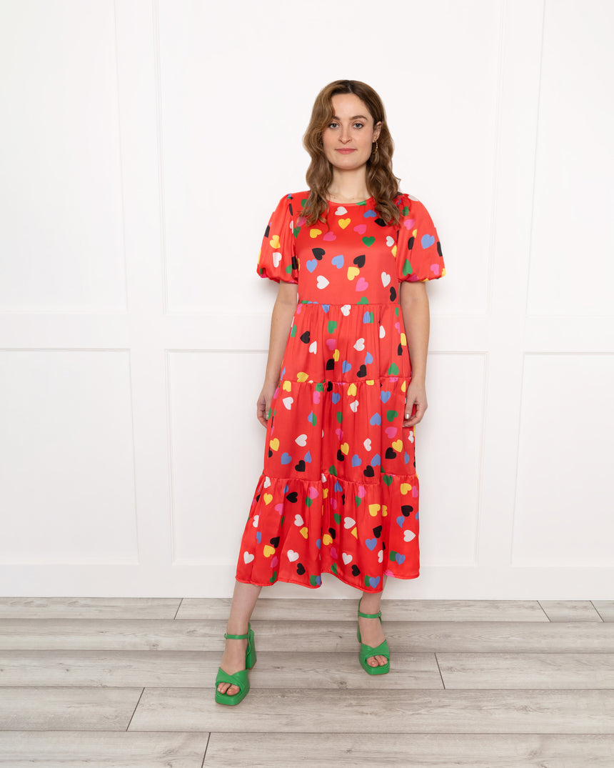 DeeDee Tiered Dress in Multi Hearts