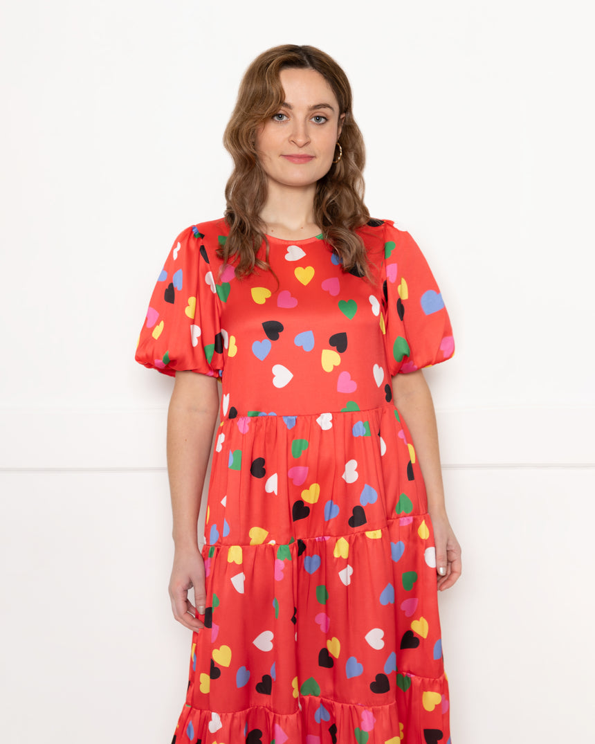 DeeDee Tiered Dress in Multi Hearts