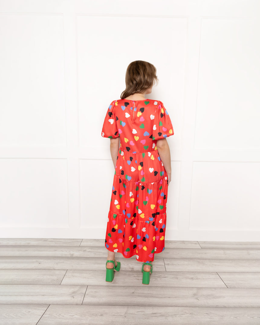 DeeDee Tiered Dress in Multi Hearts