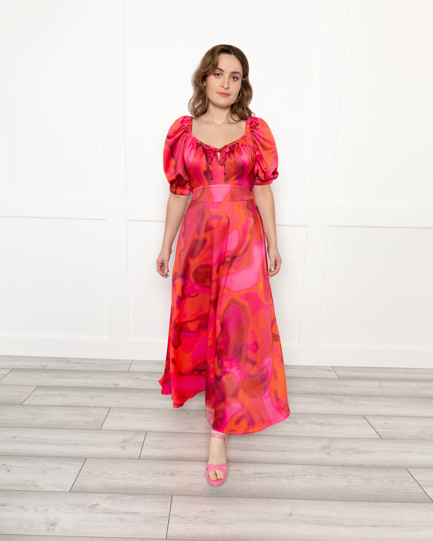Poppy Midaxi Dress in Smudge Print