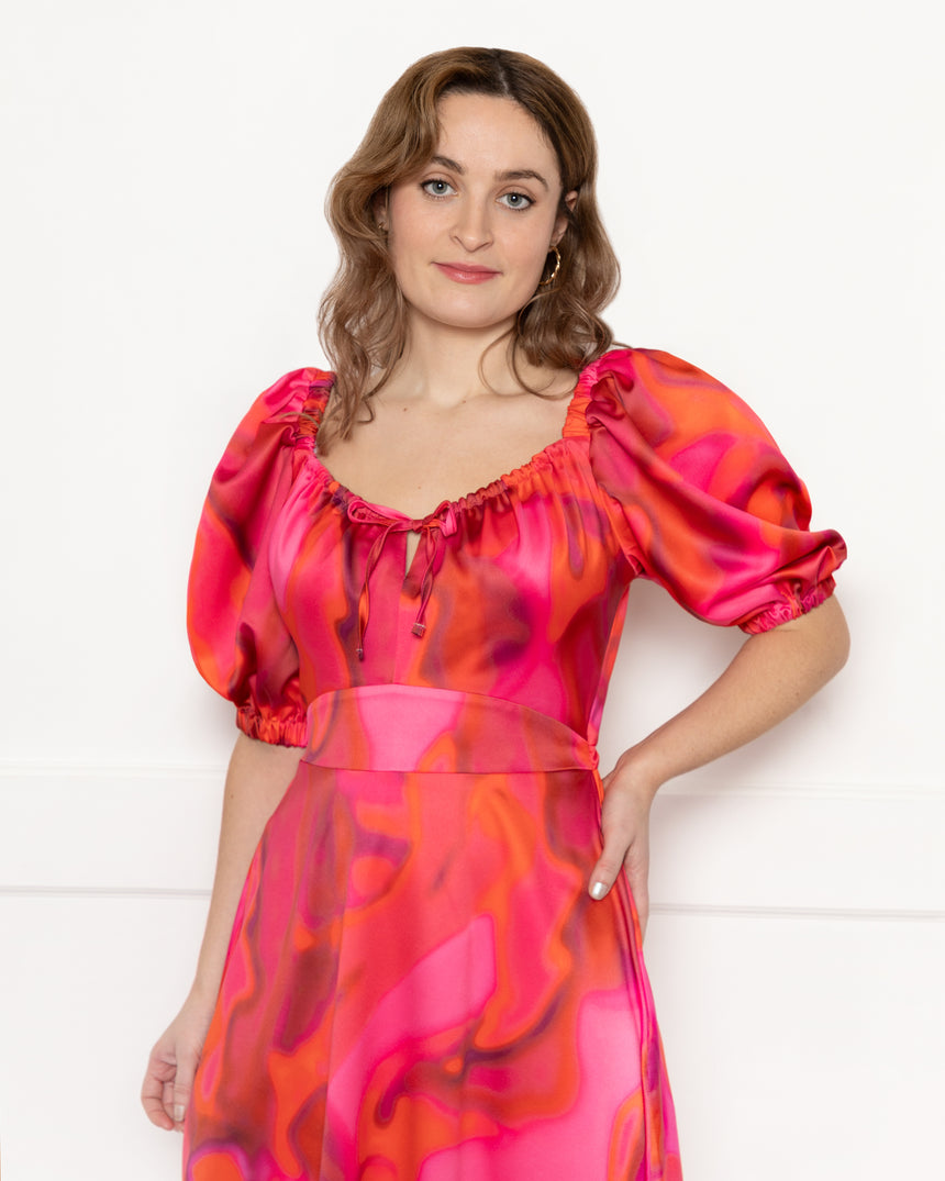 Poppy Midaxi Dress in Smudge Print