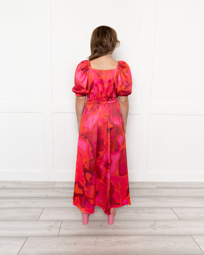 Poppy Midaxi Dress in Smudge Print