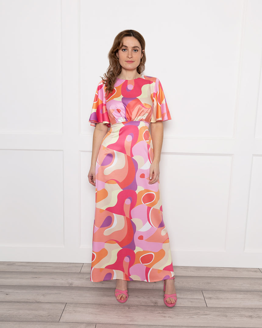 Swirl Ziggy Maxi Dress-Pink Multicolored