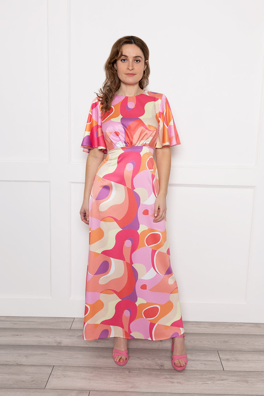 Swirl Ziggy Maxi Dress-Pink Multicolored
