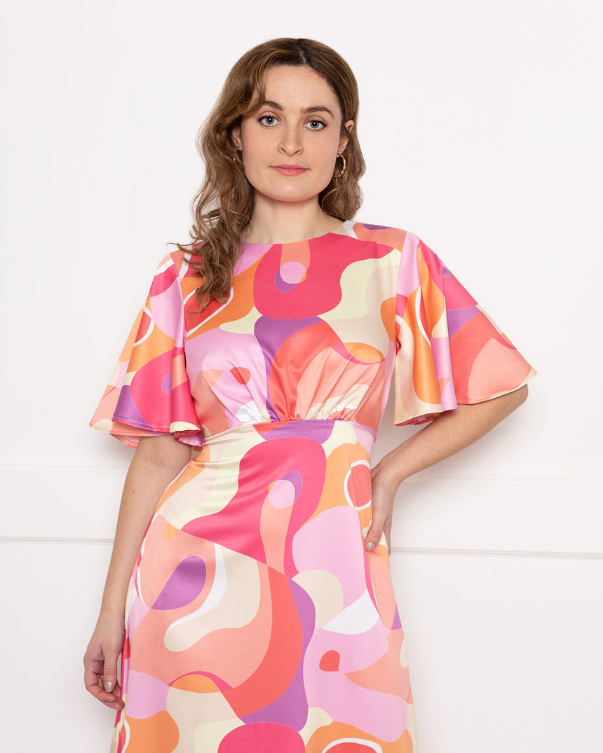 Swirl Ziggy Maxi Dress-Pink Multicolored