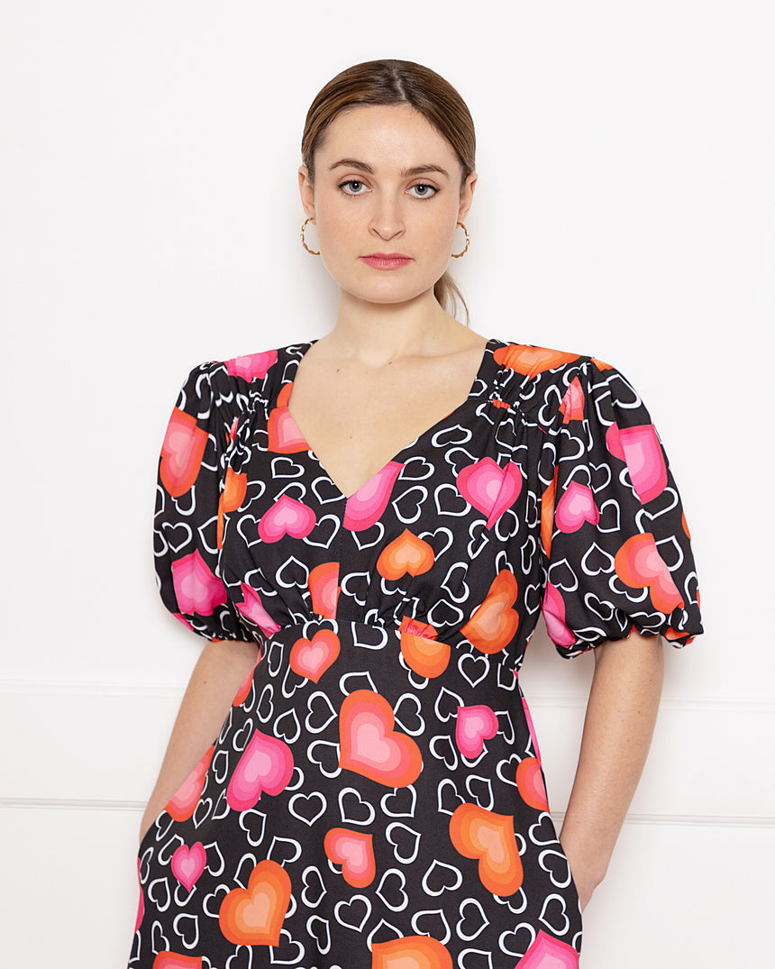 Vera Love Heart Print Maxi Dress