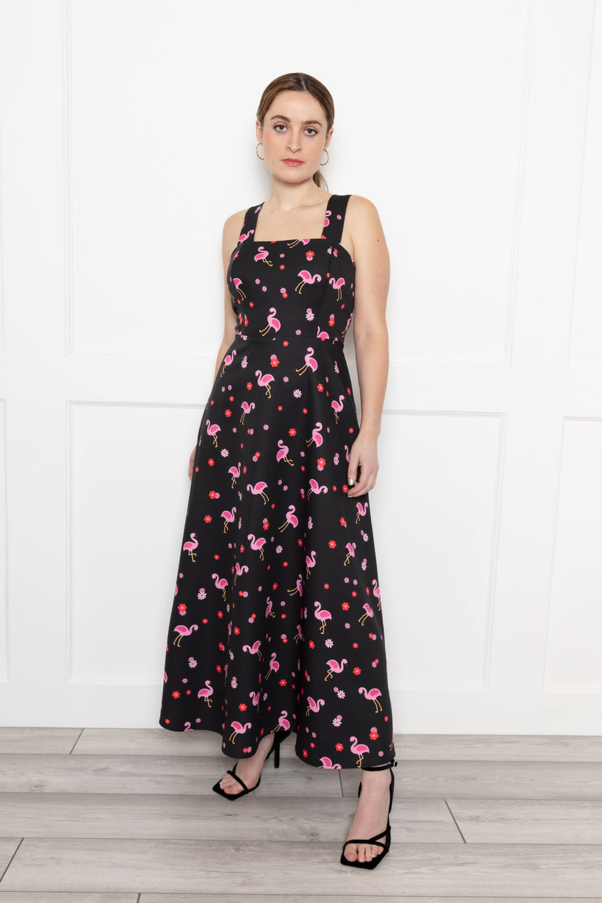 Lexi Midaxi Dress in Flamingo Floral Print