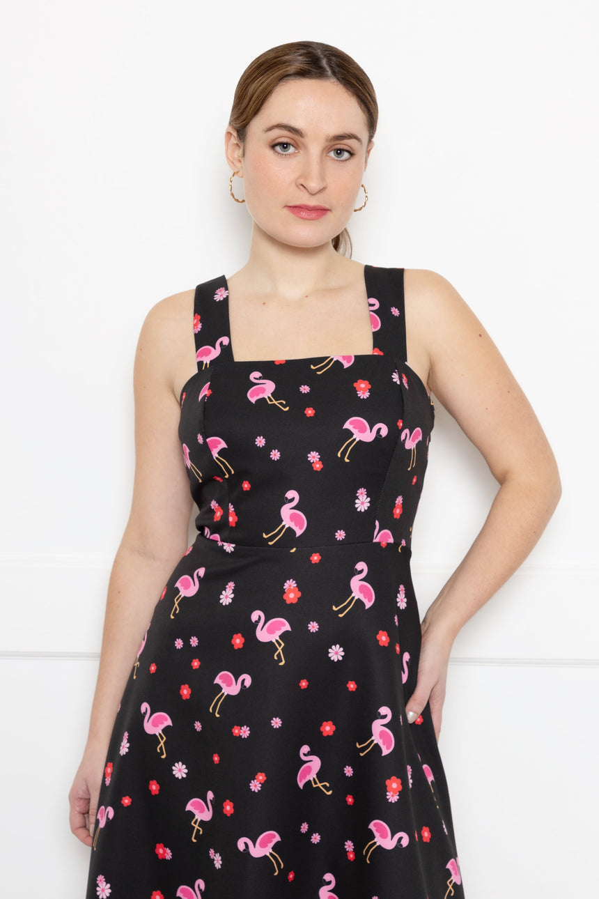 Lexi Midaxi Dress in Flamingo Floral Print