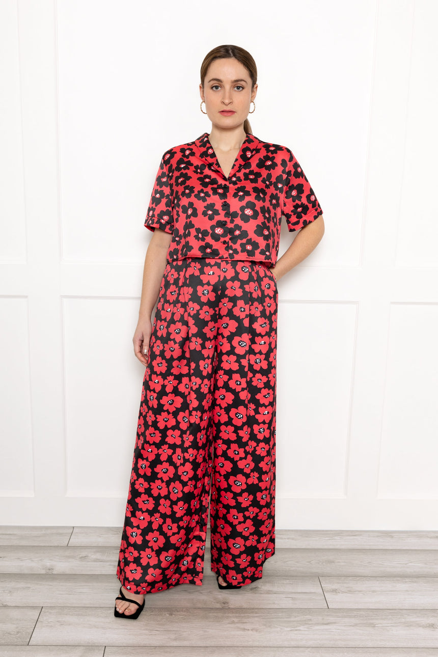Adele Floral Print Wide Leg Trousers