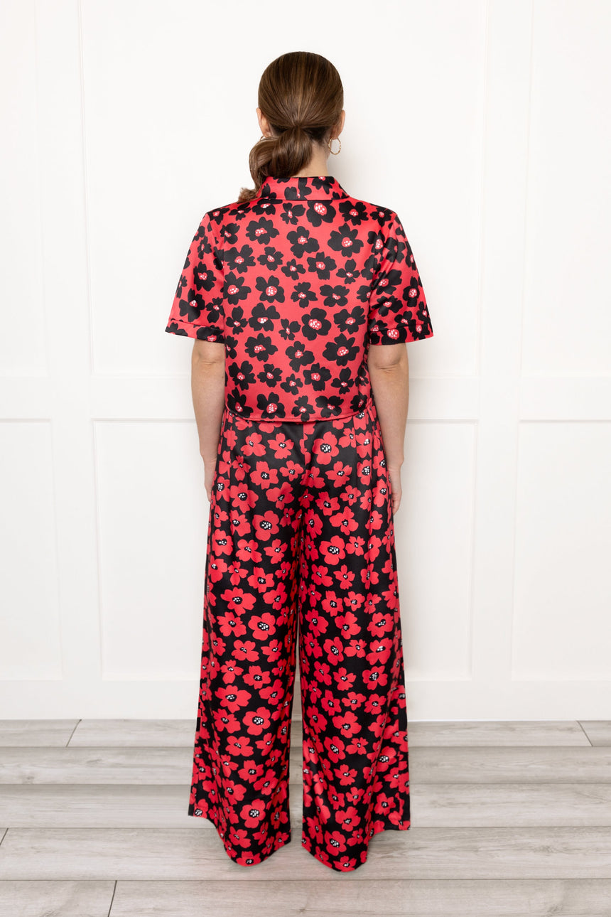 Adele Floral Print Wide Leg Trousers