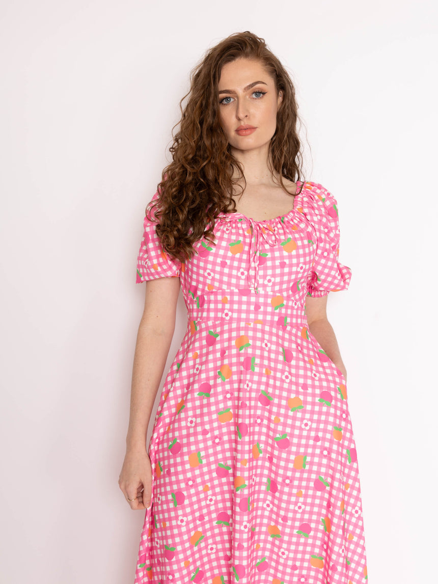 Poppy Midaxi Dress in gingham floral print