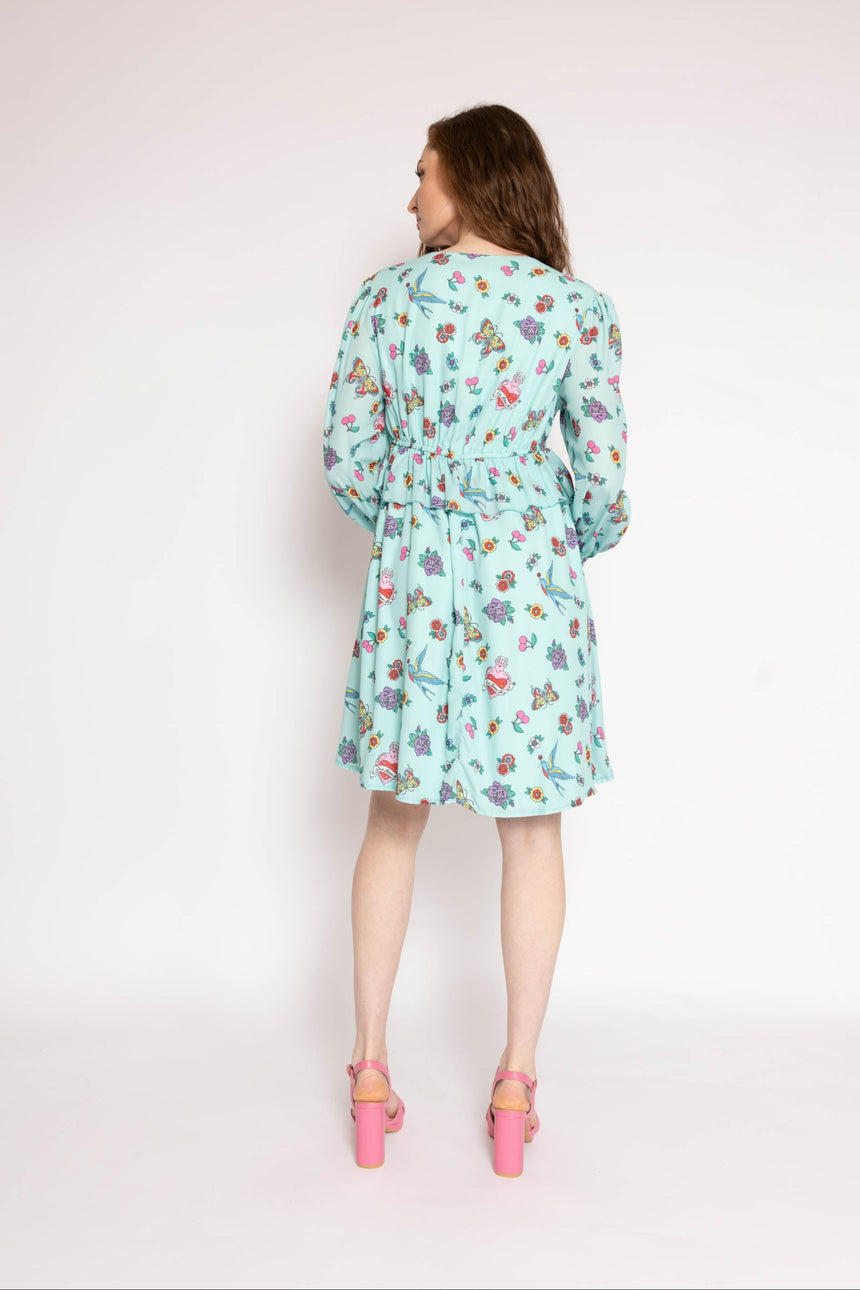 Mini Dress in Tattoo Print