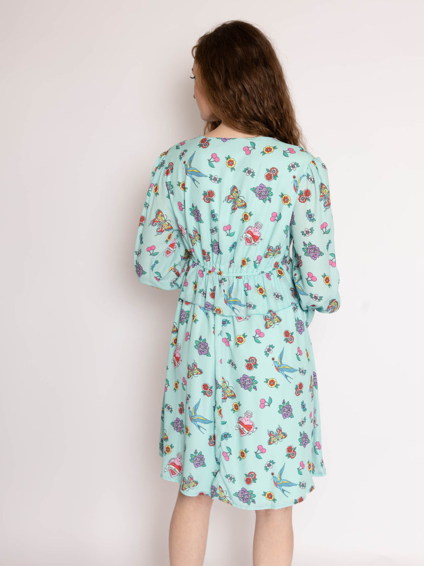 Mini Dress in Tattoo Print