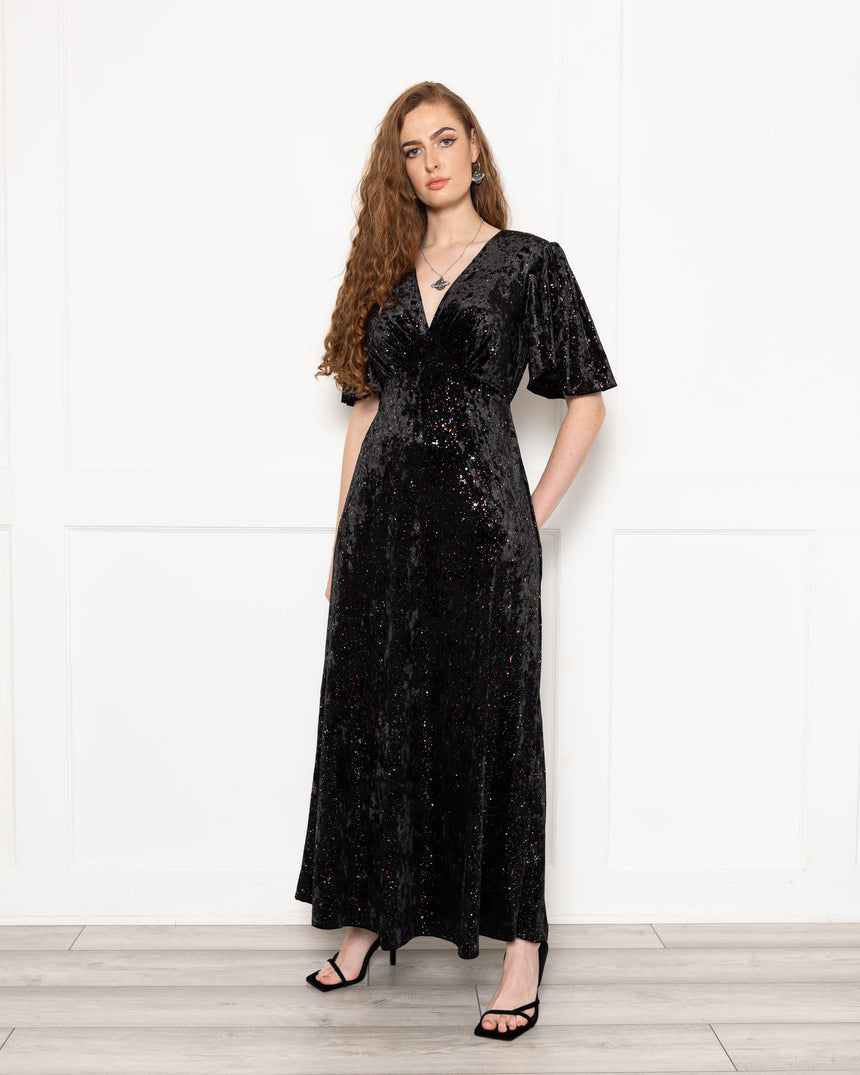 Sophia Glitter Velvet Maxi Dress