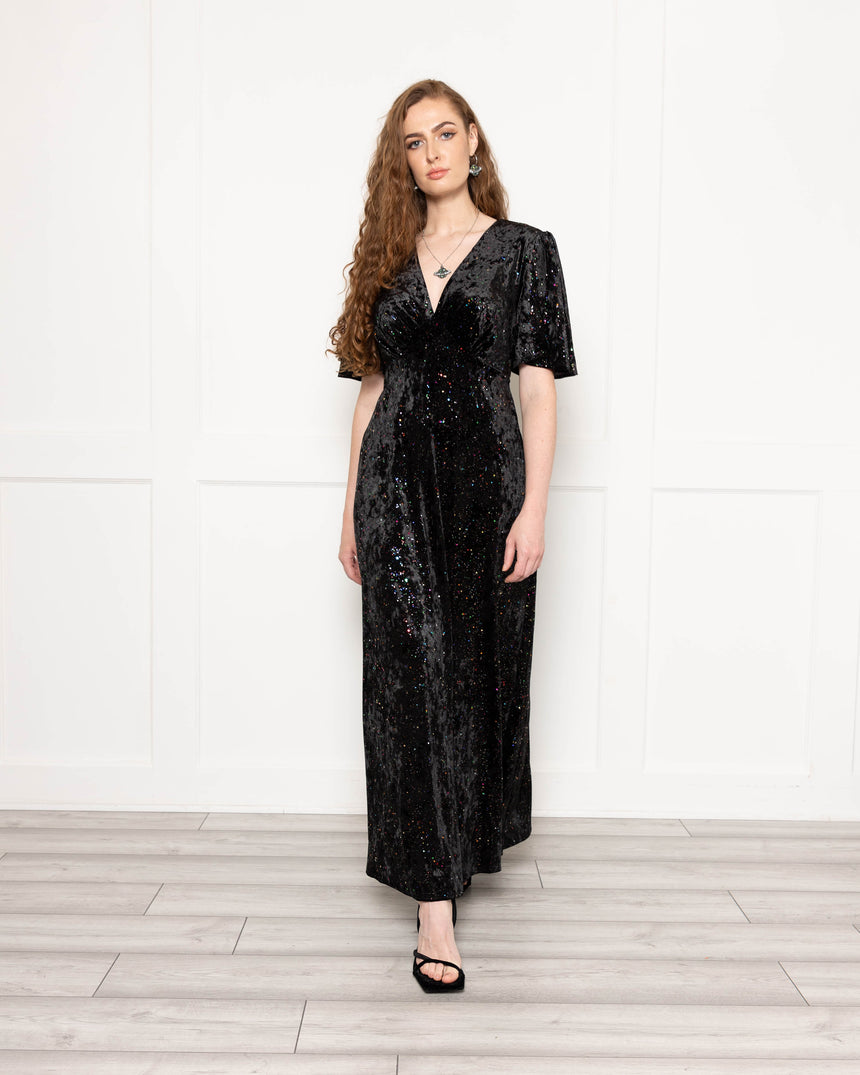 Sophia Glitter Velvet Maxi Dress
