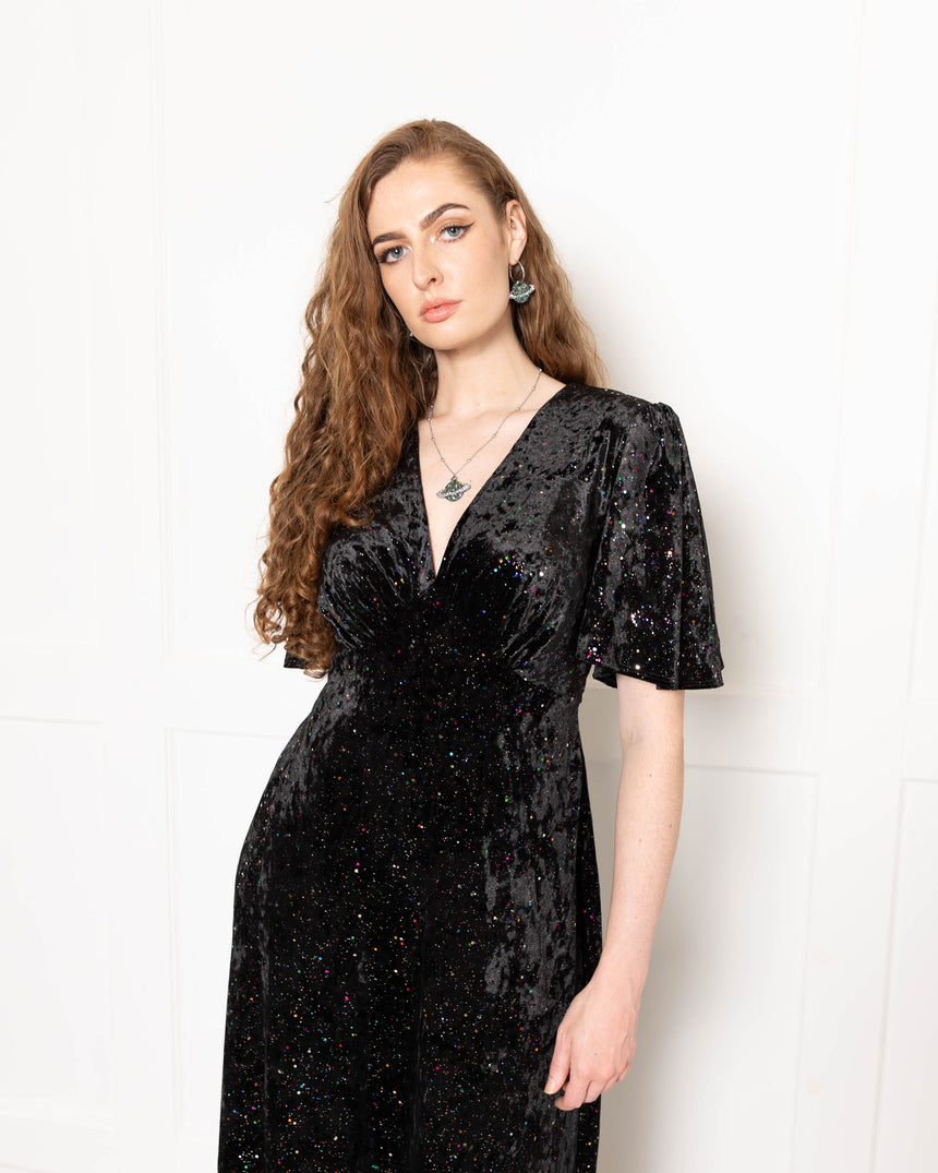 Sophia Glitter Velvet Maxi Dress