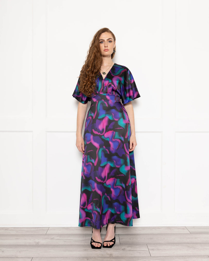Vivienne Maxi Dress in Purple Leopard Shadow
