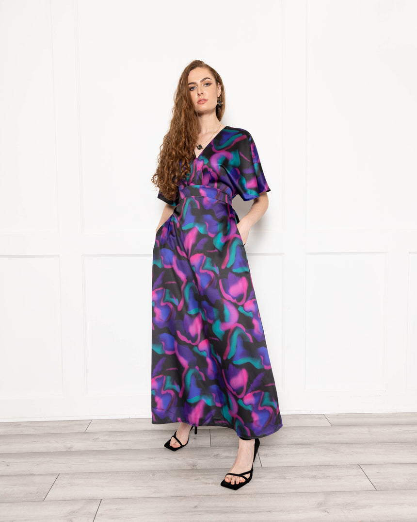 Vivienne Maxi Dress in Purple Leopard Shadow