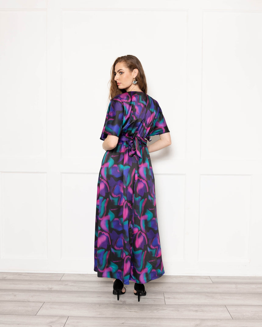 Vivienne Maxi Dress in Purple Leopard Shadow