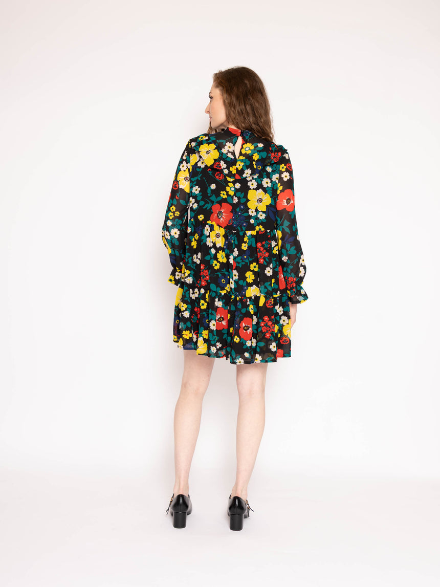 The Patsy Tiered Dress in Black Floral