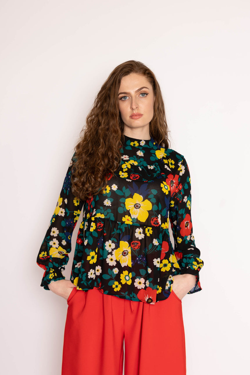 The Patsy Top in Black Floral