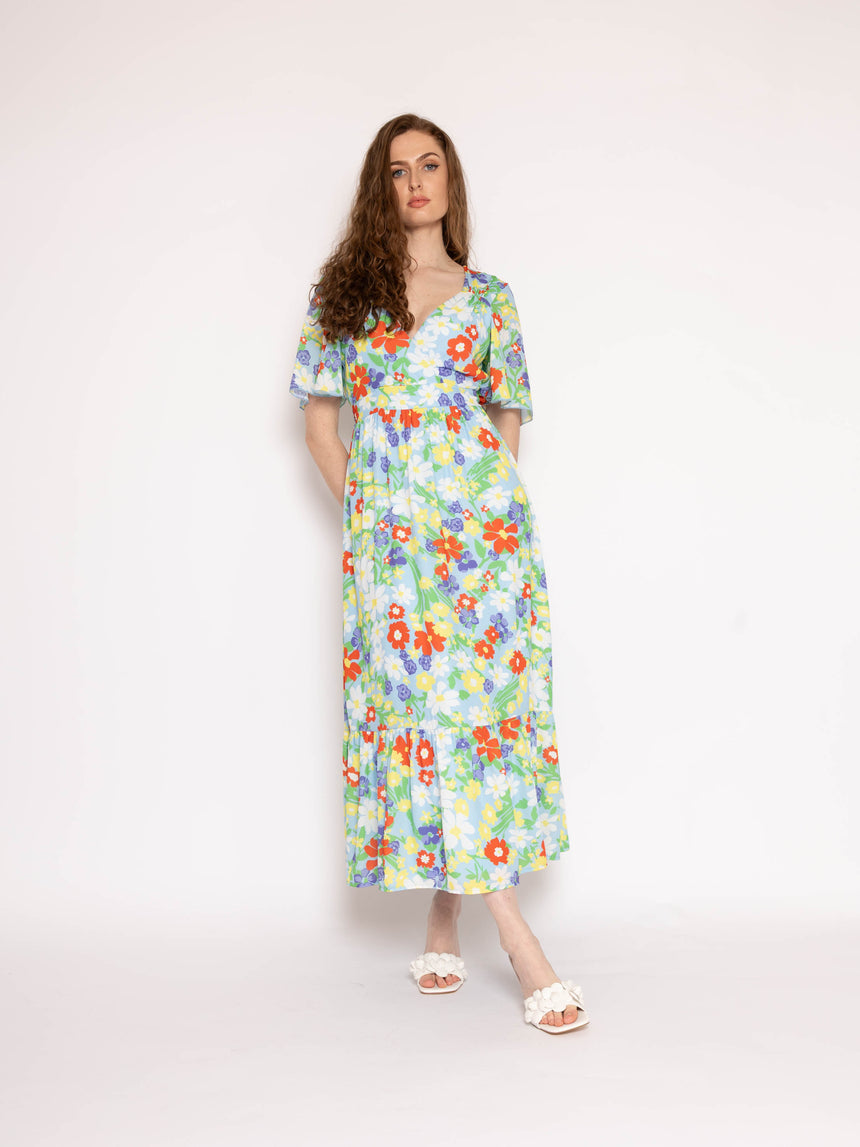 The Edith Blue Floral Midi Dress