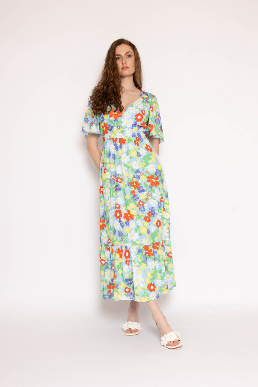 The Edith Blue Floral Midi Dress