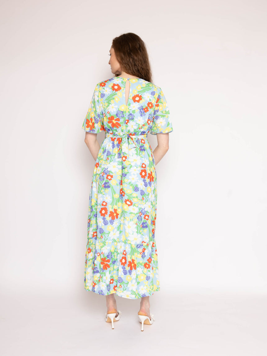 The Edith Blue Floral Midi Dress