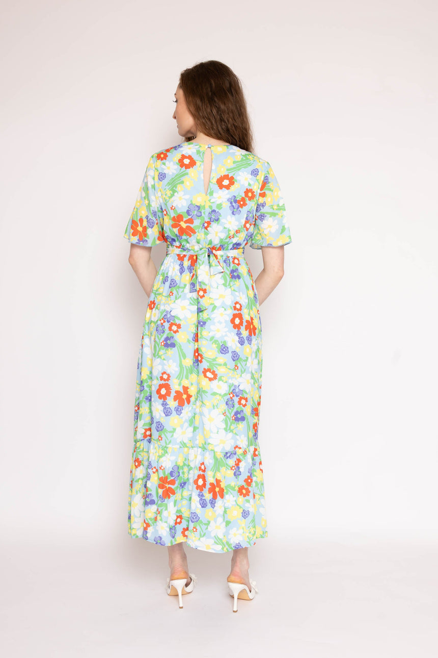 The Edith Blue Floral Midi Dress