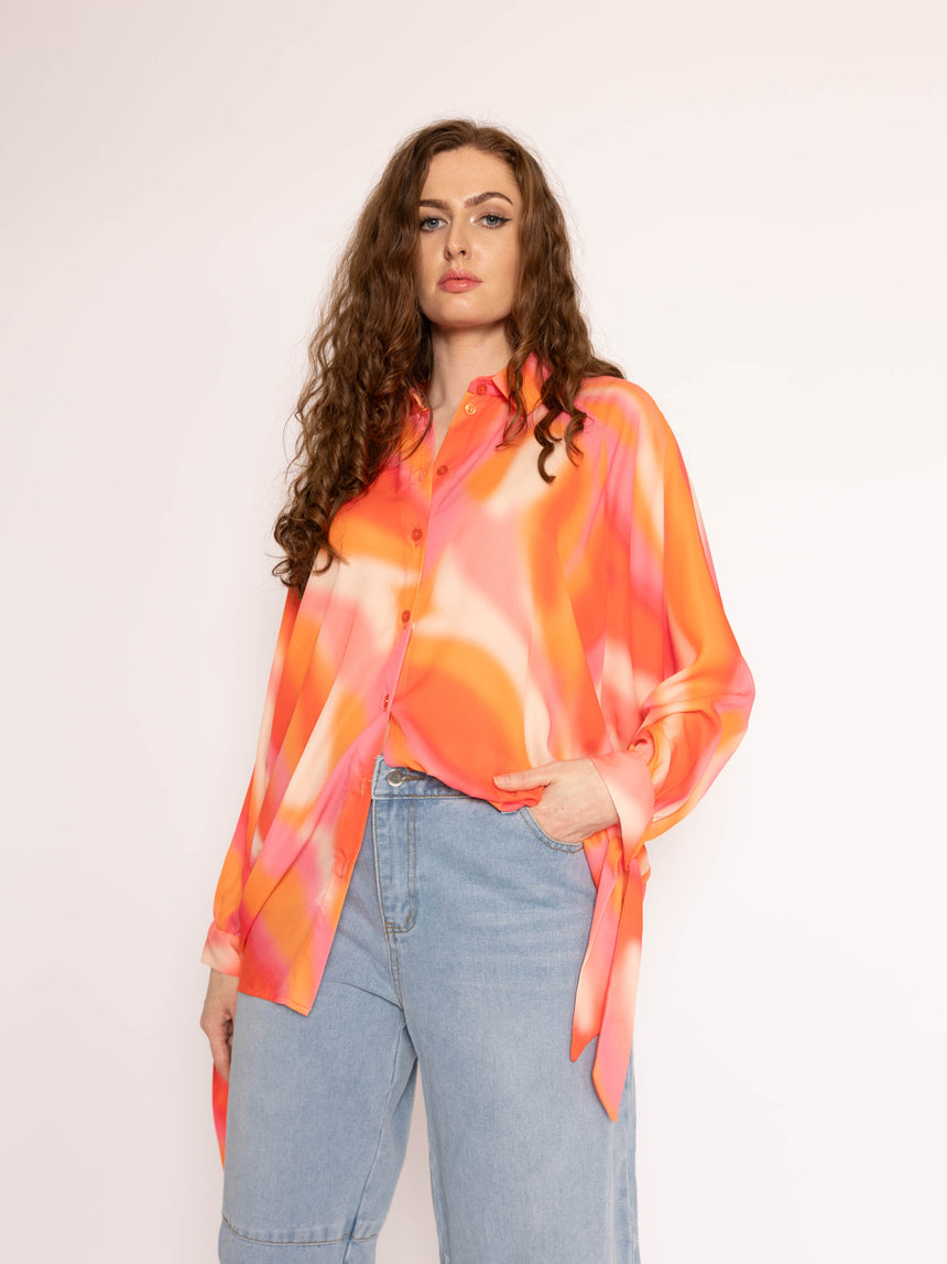 Stacey Shirt in Tonal Fire Print