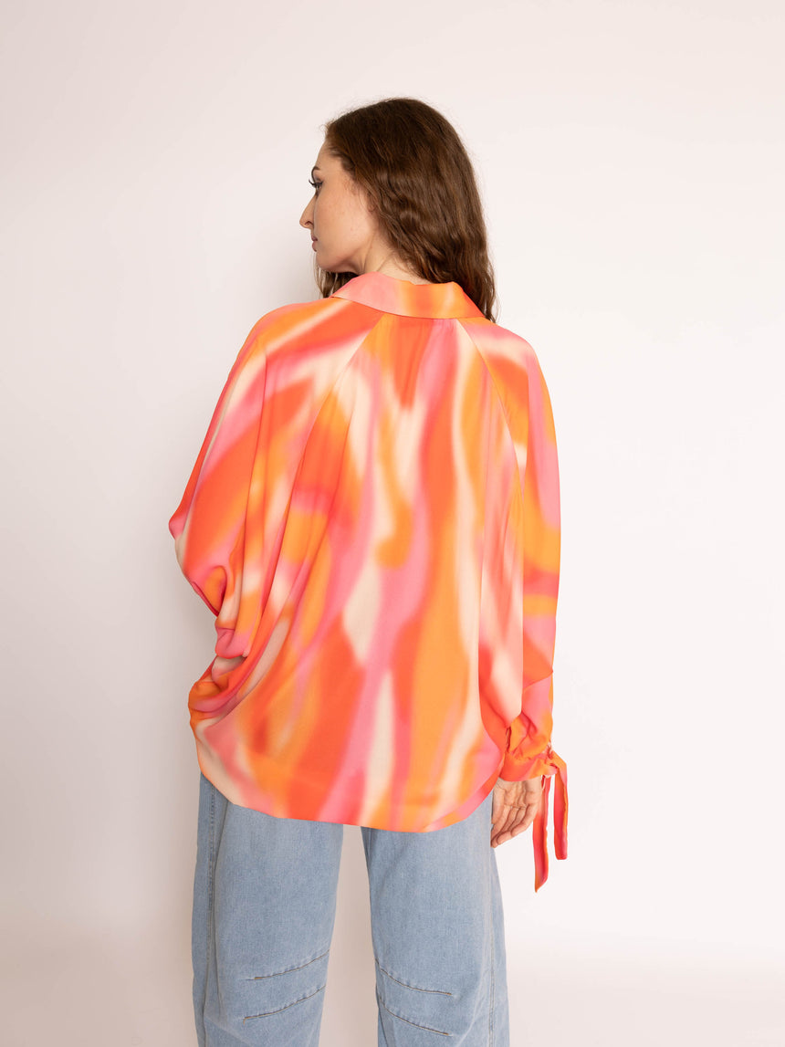 Stacey Shirt in Tonal Fire Print