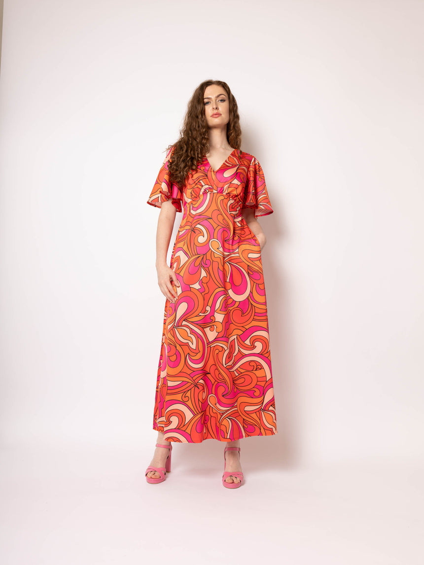 Grace Pink and Orange Swirl Dress