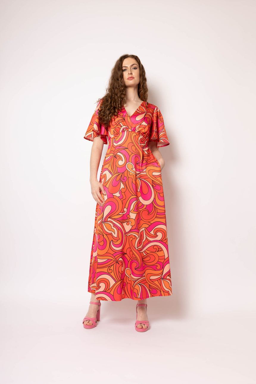 Grace Pink and Orange Swirl Dress