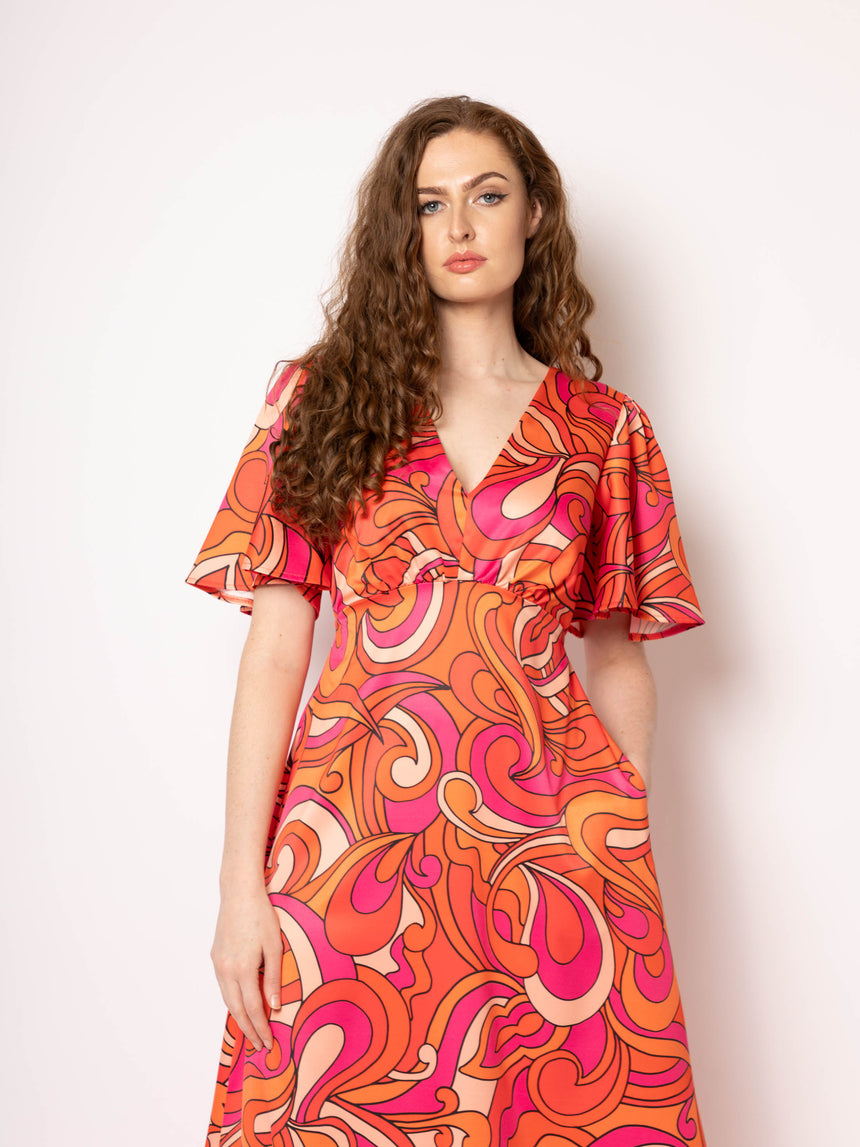 Grace Pink and Orange Swirl Dress