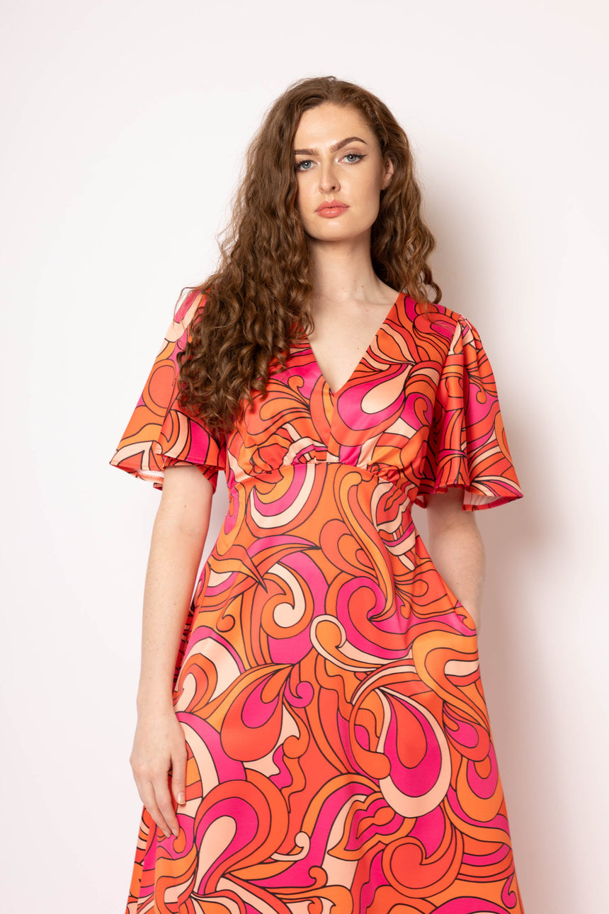 Grace Pink and Orange Swirl Dress