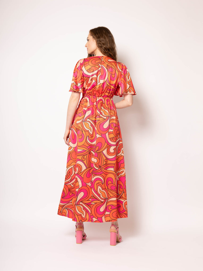 Grace Pink and Orange Swirl Dress