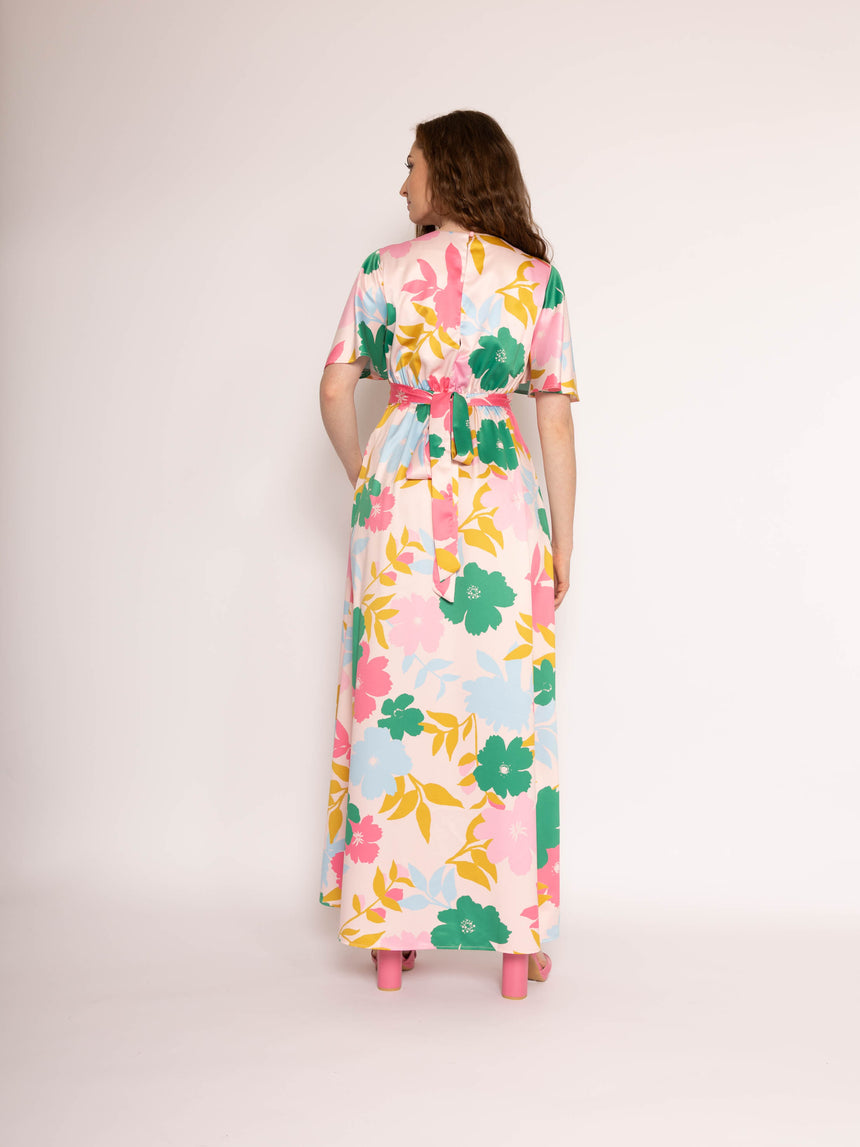 Blossom Dress in Pink Tone Block Floral