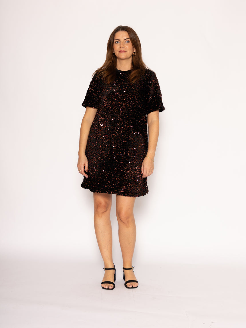 Sequin Mini T-Shirt Dress