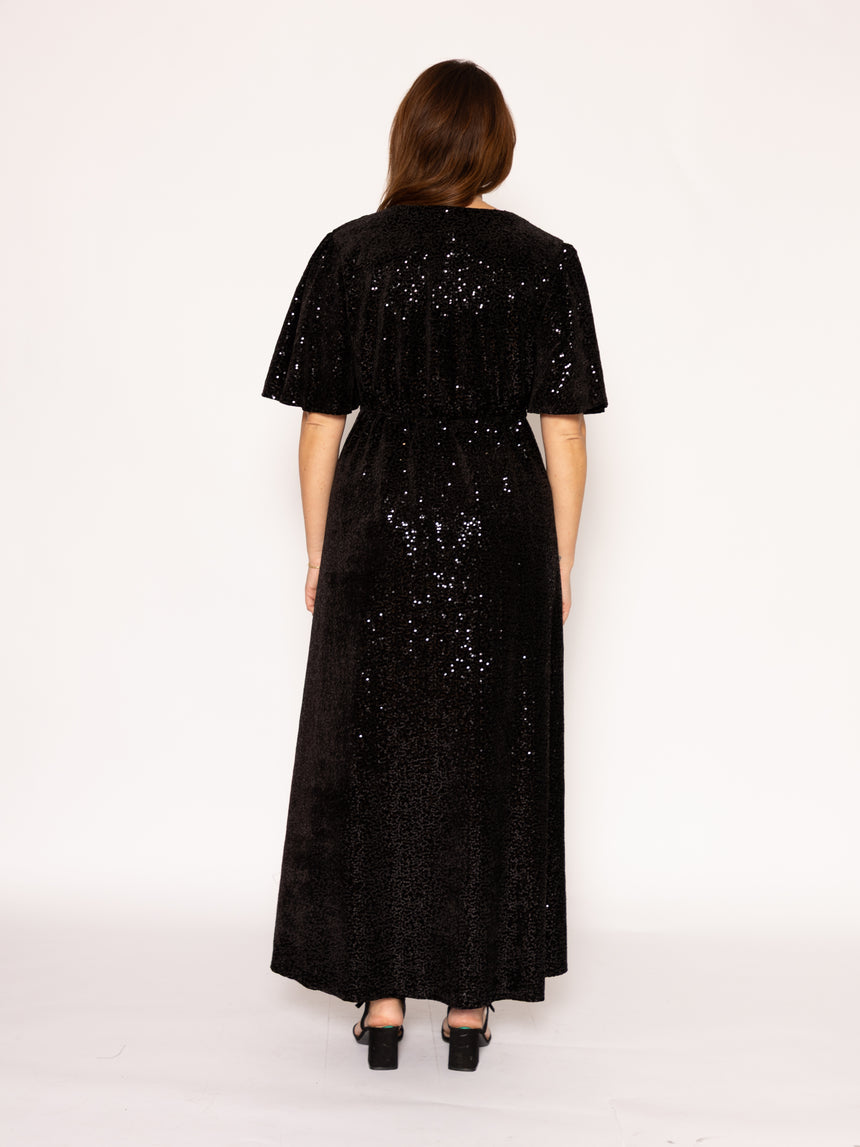 Twisted Wunder Grace Black Sequin Maxi Dress